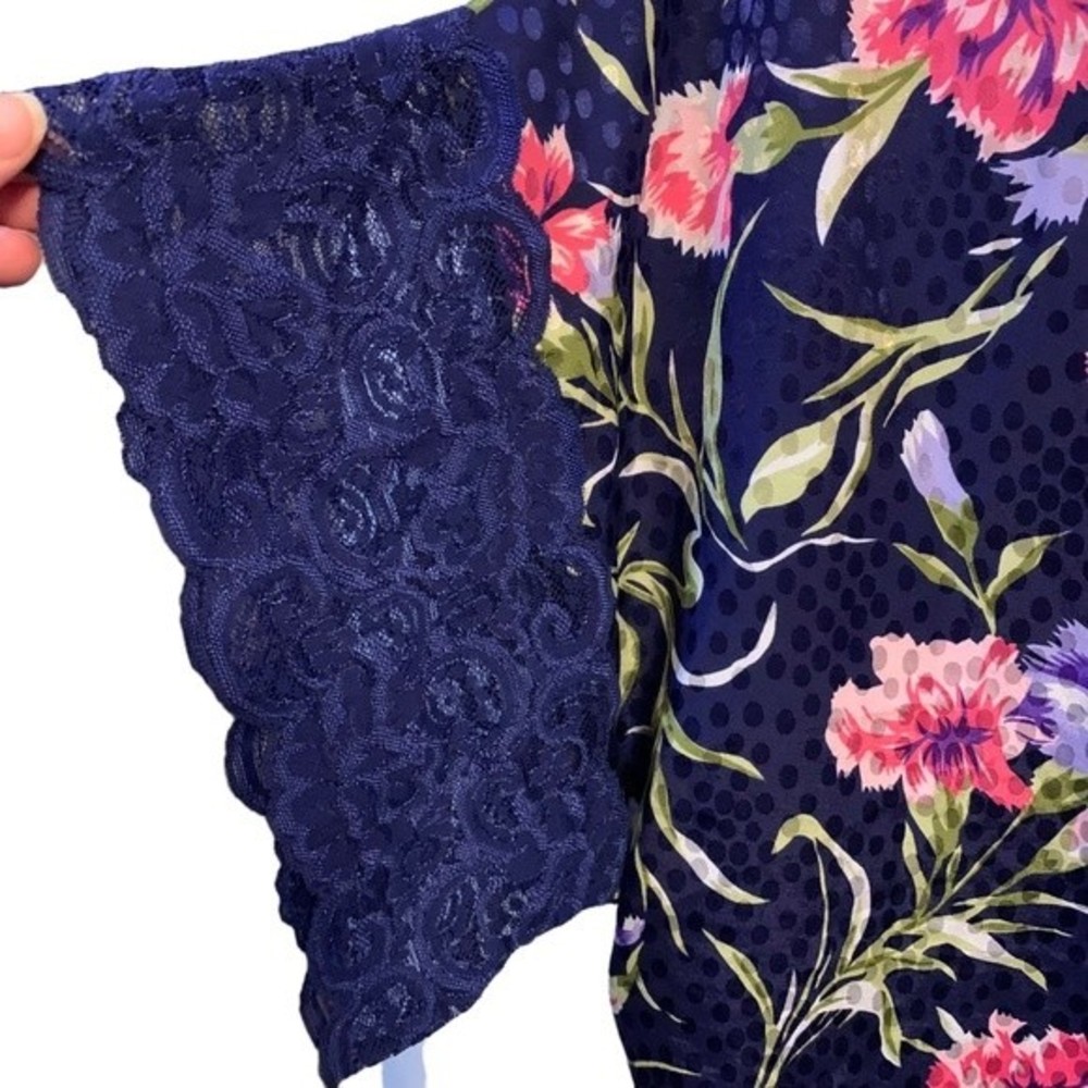 Vintage Lucie Ann II Floral Lacey Lingerie Robe Kimono Made in USA Size Medium - Picture 9 of 14